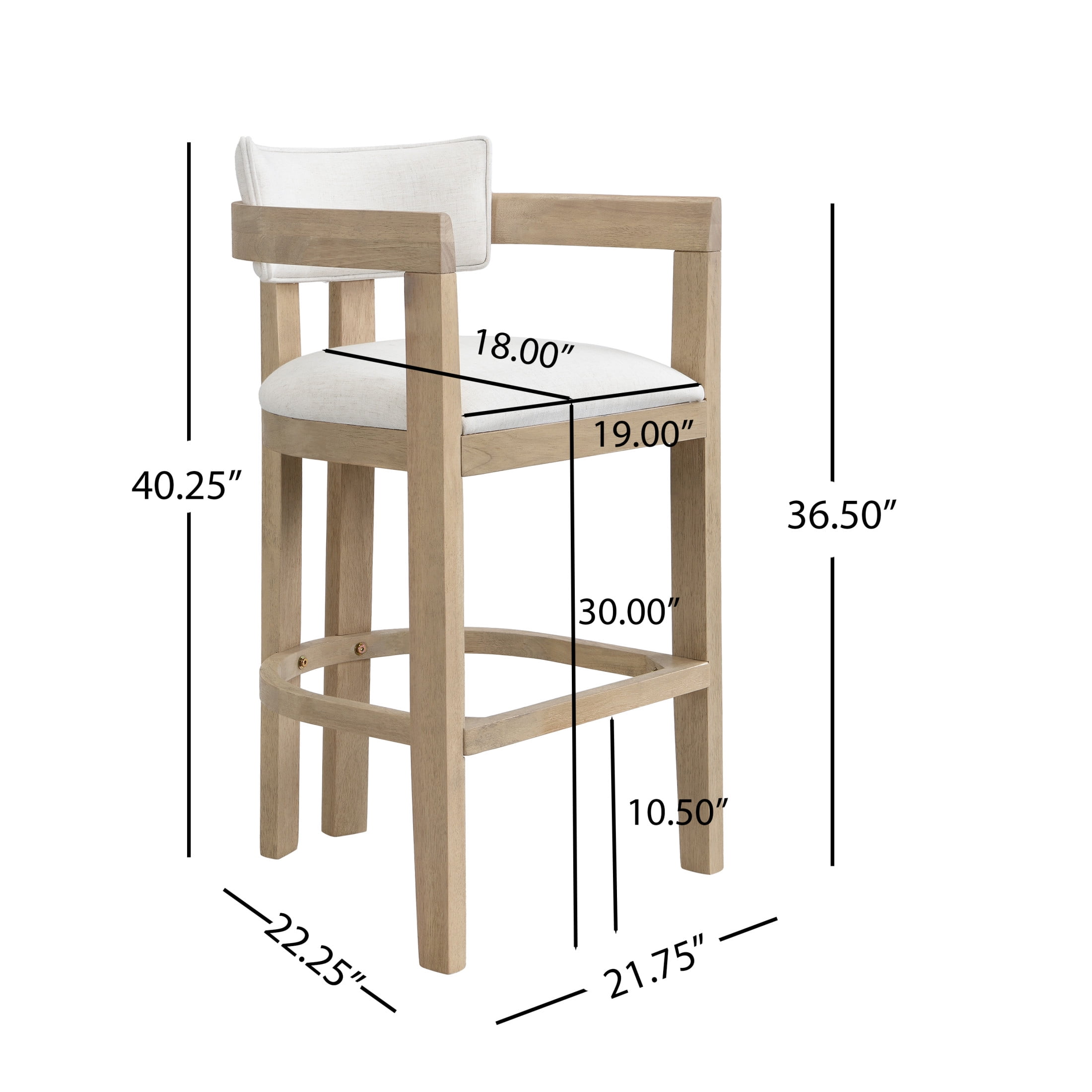 Christopher Knight Home Minimalist Upholstered Bar Stools with Curved Backrest, Solid Wood Frame, Light Ash, Set of 2