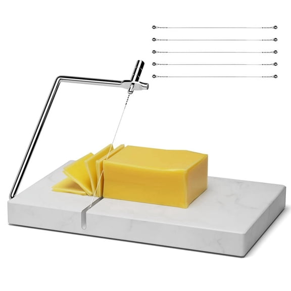 Cheese Slicer Cheese Cutter with 5 Replacement Cutting Wire Marble Board Cheese Slicer for Kitchen Tool