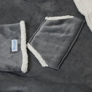 Snuggie Wearable Blanket With Sleeves & Pockets, Sherpa, One Size, Charcoal, 71 x 54