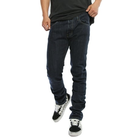 TheMogan Men's Basic Indigo Washed Premium 5 Pocket Slim Skinny Jeans Indigo