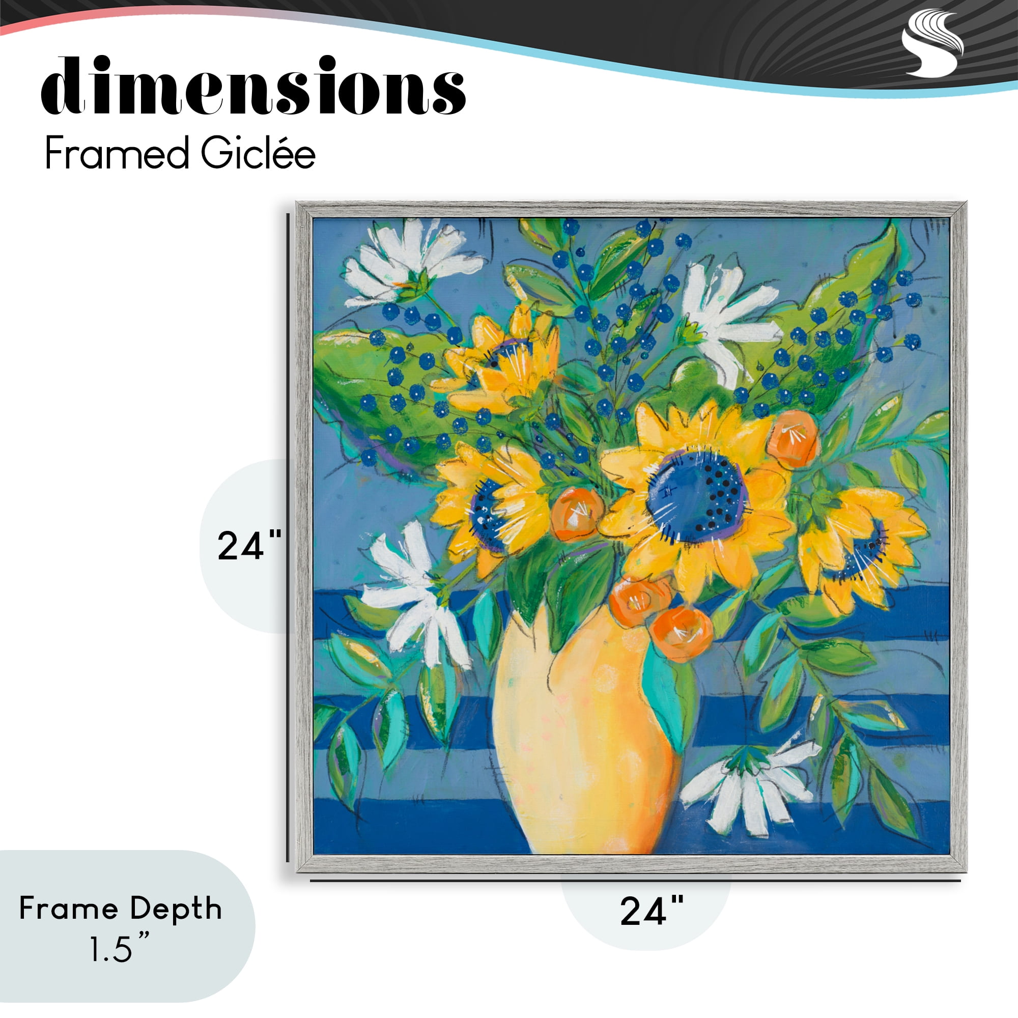 Stupell Industries Floral Bursts Among The Blue Gray Framed Giclee Art, design by Krinlox