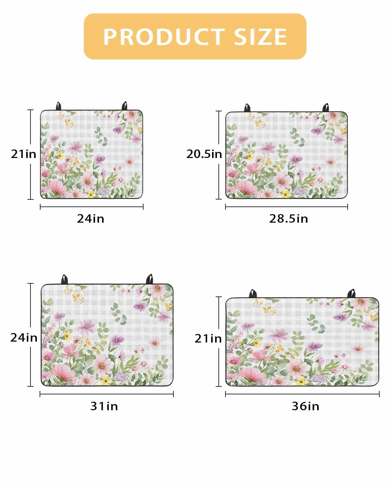 Large Induction Cooktop Protector Mat Pink Purple Flower Stove Top Covers for Electric Stove, Spring Country Floral Leaf Grey Plaid Decorative Stove Burner Cover Mats, Glass Top Stove Cover