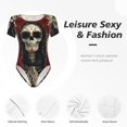 thumbnail image 4 of Kdxio Gothic Skull With Roses for Women's Short-Sleeved Onesie Stylish Round Neck Pajamas Bodysuit Jumpsuit Nightwear-X-Large, 4 of 7
