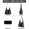 thumbnail image 4 of Spencer Retro PU Bags for Women Tote Bag with Purse Slouchy Bag Hobo Handbag Crescent Satchels Shoulder Bag, 2pcs Bag Set, Black, 4 of 9