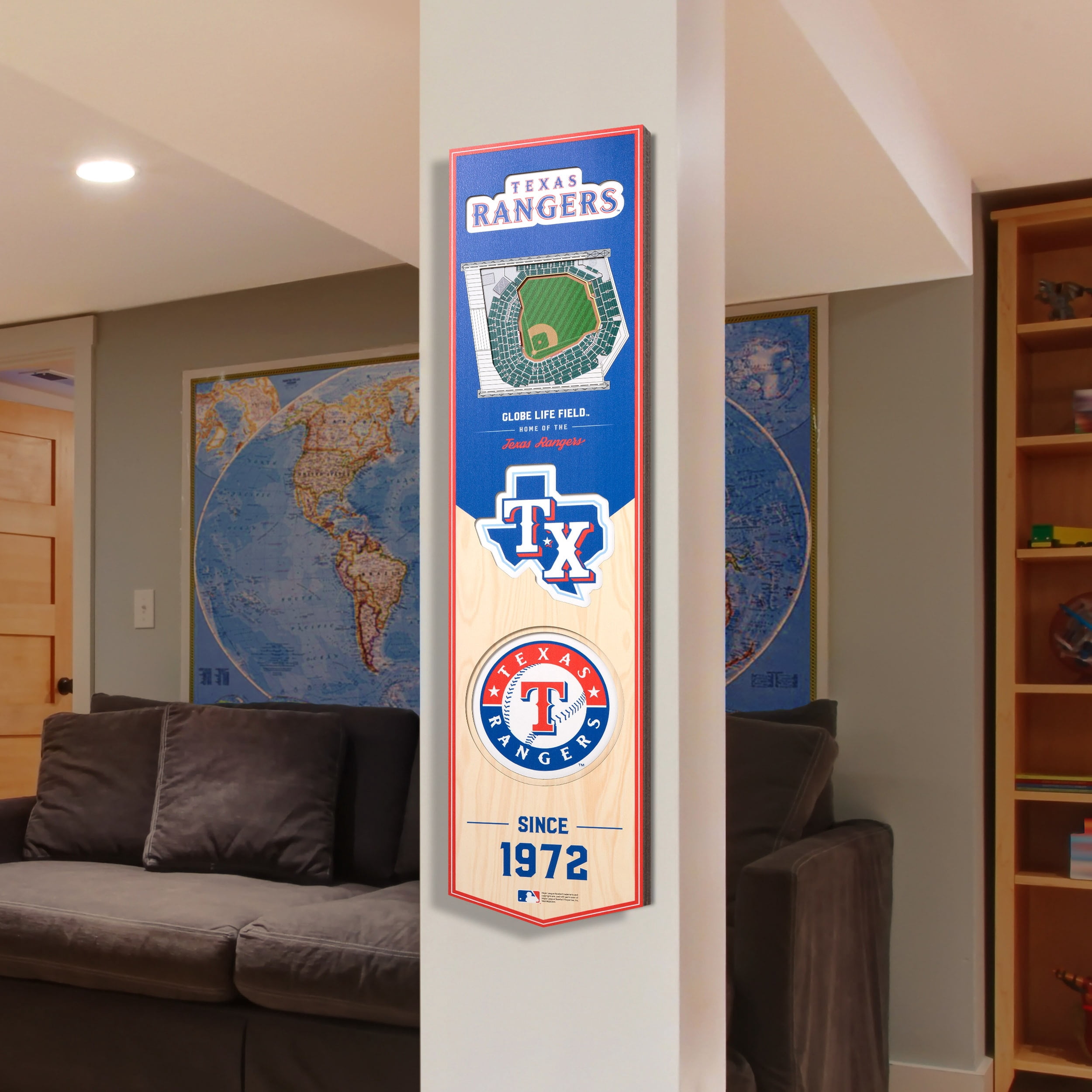 Texas Rangers 8'' x 32'' 3D StadiumView Banner