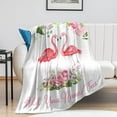 thumbnail image 3 of Custom Flamingo Blanket Gifts with Name - 60x50 Inches Aesthetic Throw Blanket for Women & Girls - White Soft Fuzzy Blankets for Bed, Couch & Travel, Gifts for Flamingo Lovers, 3 of 6