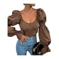 thumbnail image 4 of Liacowi Women Vintage Long Puff Sleeve Blouse Sexy Backless Crop Tops Cut Out Off Shoulder Shirt Tee Streetwear, 4 of 7