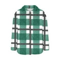 thumbnail image 7 of Womens Fleece Plaid Jacket with Pockets Fuzzy Flannel Button Down Stand Collar Winter Outerwear Long Coat (XL, Green), 7 of 7