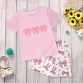 thumbnail image 2 of TOWED22 Toddler Girl Summer Outfits 2pcs Clothing Sets Crew Neck Short Sleeve Top Tee + Shorts Sets Cute Clothes(Pink,3-4 Y), 2 of 6