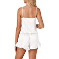 thumbnail image 4 of Women's 3pcs Satin Pajamas Set Cami Top and Shorts Sleepwear PJs Set with Robe,White, 4 of 5