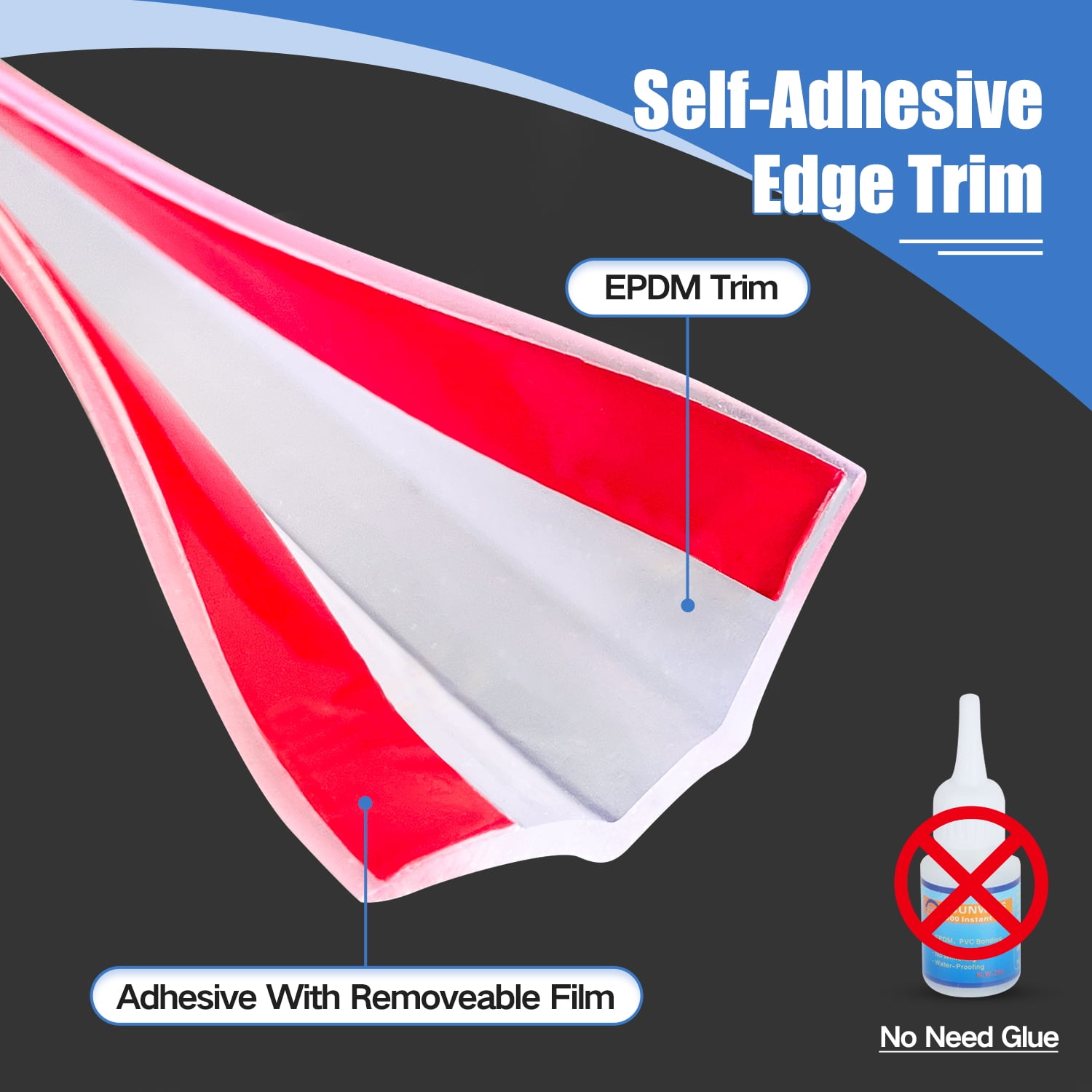 Clear Rubber Edge Trim, Self-Adhesive Clear Rubber Edge Trim, Edge Protector for Sheet Metal, Glasses or Flexi Glasses,, White Color, Fit 3/16"(5mm), U Channel Edge Trim, 20Ft