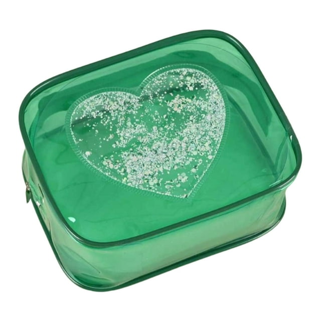 Cute Clear Valentine Makeup Travel Toiletry Pouch With Zipper Small Mini Transparent Storage Organizer For
