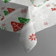 thumbnail image 3 of Vintage Red and White Rectangle Tablecloth 60x84 Inch, Flowers Boho Water Resistant Vinyl Washable Seasonal Table Cover for Christmas Holiday Party Picnic Dinner Decor, 3 of 5