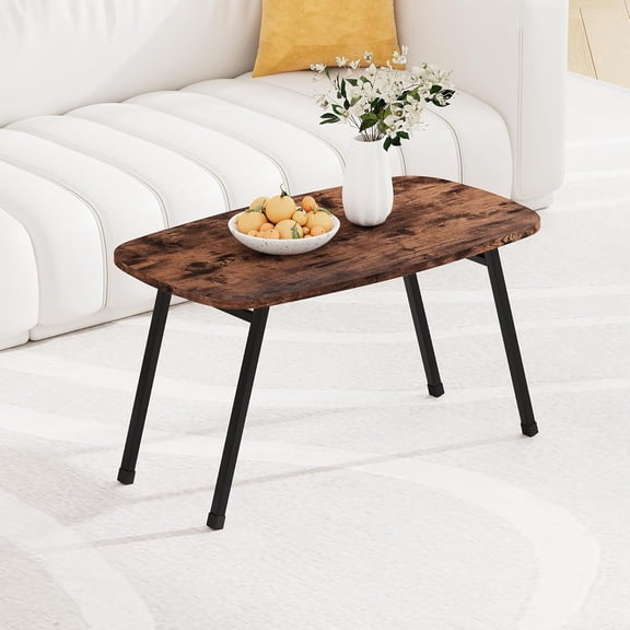Folding Coffee Table Rustic Small Coffee Tables,Foldable Portable Table for Small Spaces,Rectangular Mid Coffee Table for Living Room, Home, Office,Easy Assembly 31.5"x15.7"x17.7"