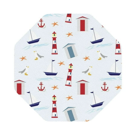 

Bingfone Nautical Lighthouse Sailboat Personalized Coaster Set 4 For Drinks Coffee Table Bar Beer Wine Cup Coasters 4 Inch
