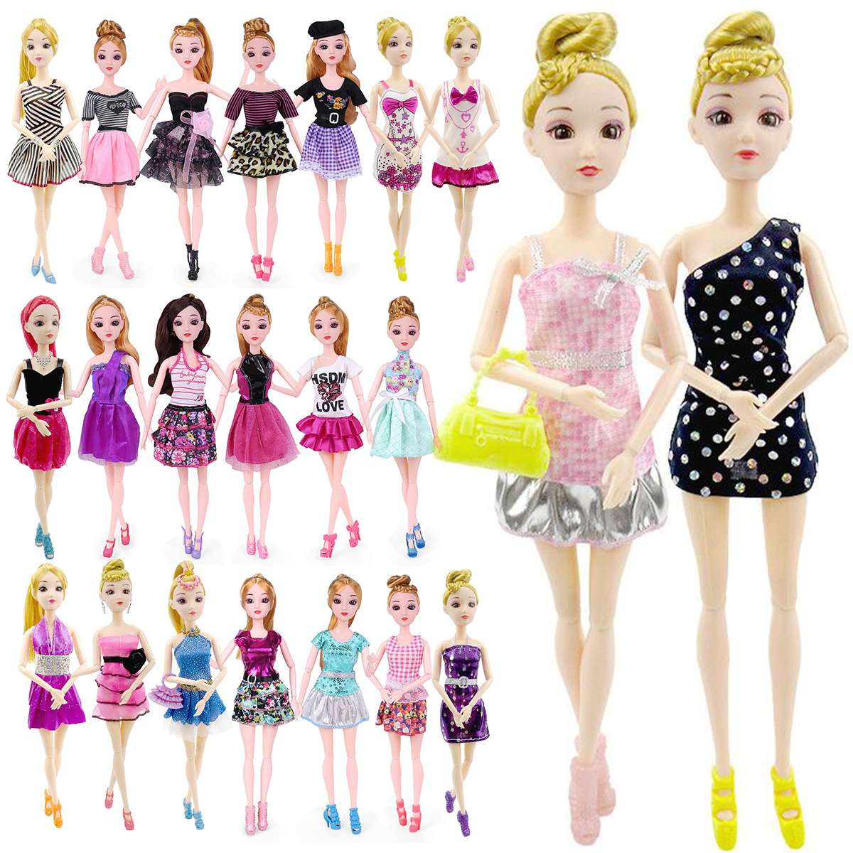 22pcs/set Fashion Casual Party Dress Wedding Gown For Barbie Dolls ...