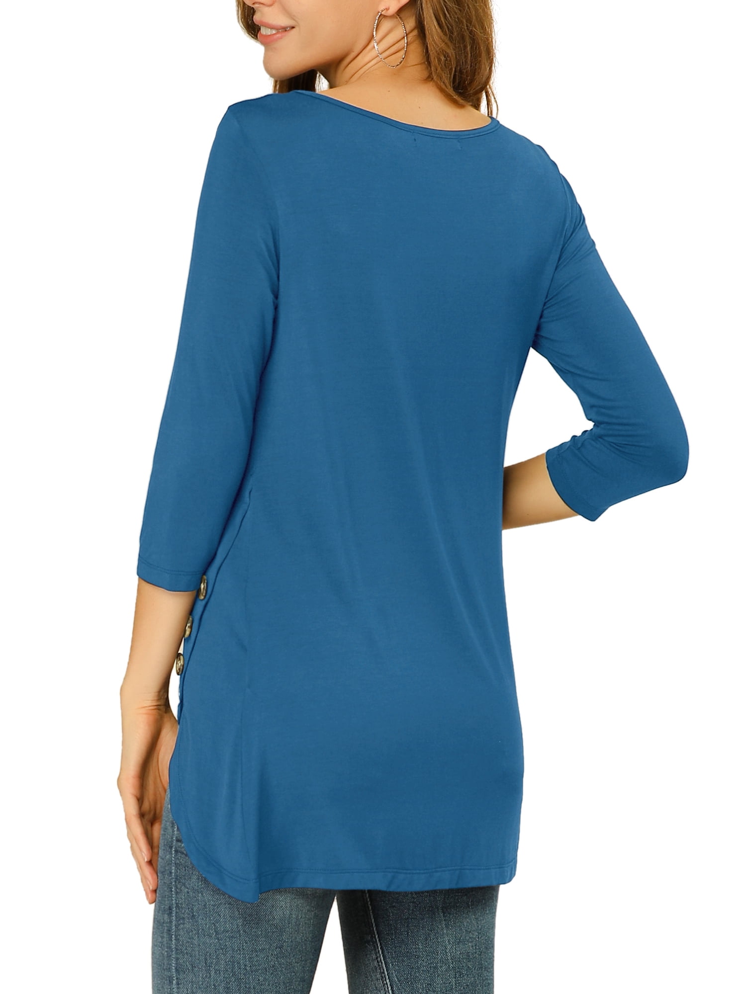 DARING DIVA Women's Casual Stretchy Tunic Asymmetric Hem Top 2XL Royal Blue