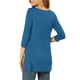 thumbnail image 3 of INSPIRAR CHIC Blusas de Mujer Cuello Redondo de Manga 3/4 con Botones Decorativos y Dobladillo Irregular Estilo Casual XL Azul Real, 3 of 7