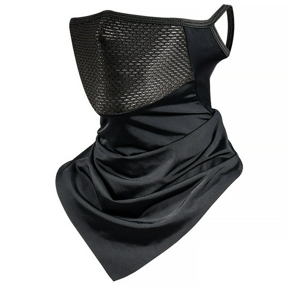 Neck Gaiter with Ear Loops Neck Covers Bandana Cloth Face Gaiter Mask for Outdoors, Motorcycle, Biking (Black)