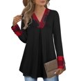 thumbnail image 1 of Blusa tipo túnica Messic para mujer, moda de otoño 2024, cuello en V, color negro a cuadros, 1 of 6