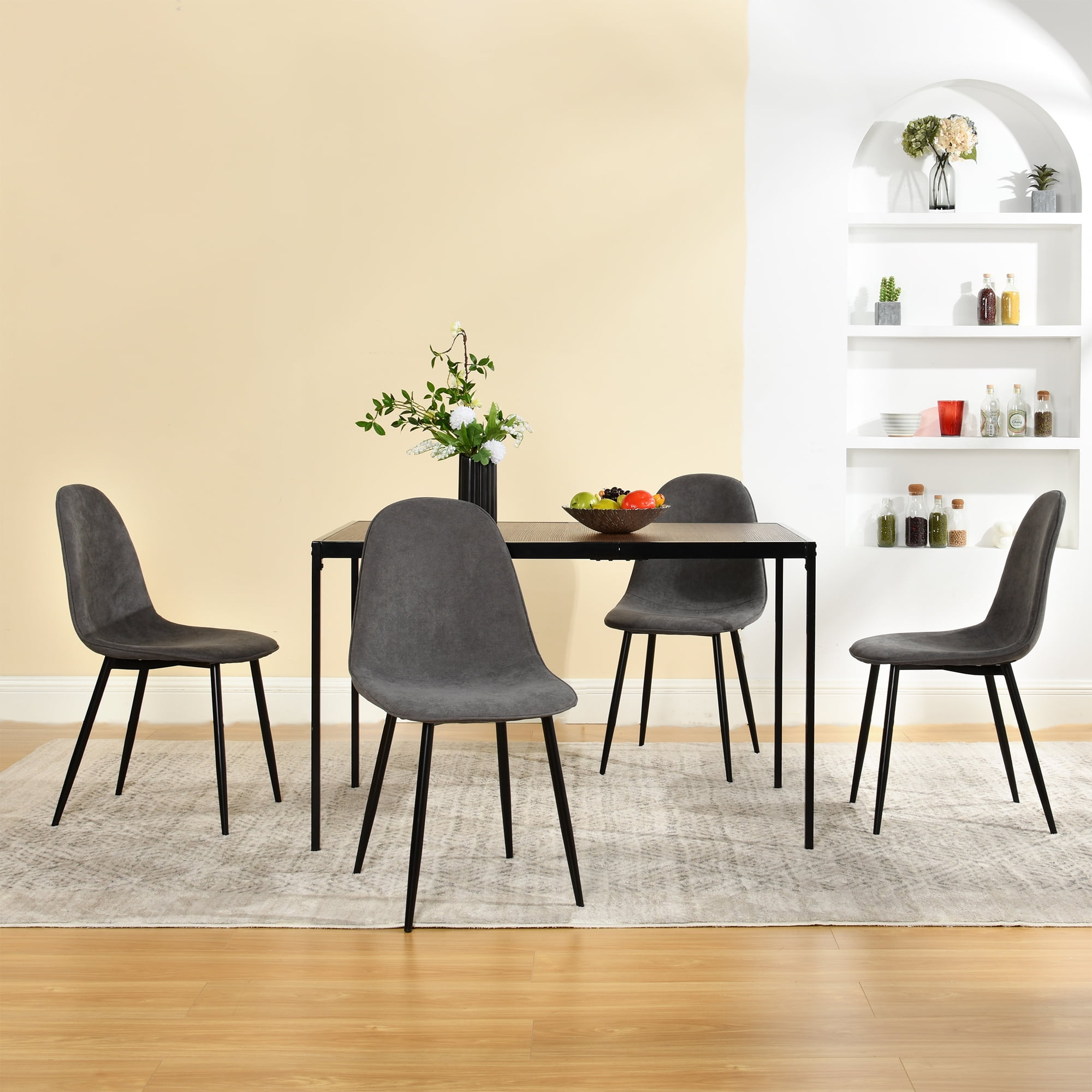Homy Casa Office Desk Chairs Set of 4, Modern Upholstered Seat for Home Office Conference Room, Gray