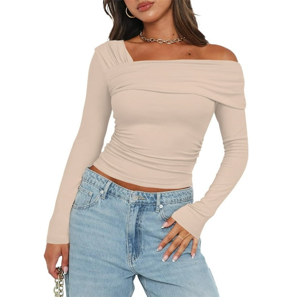 Salir Tops Y2K Camisa Crop Top Mujeres Color Sólido Traje Diario Calle