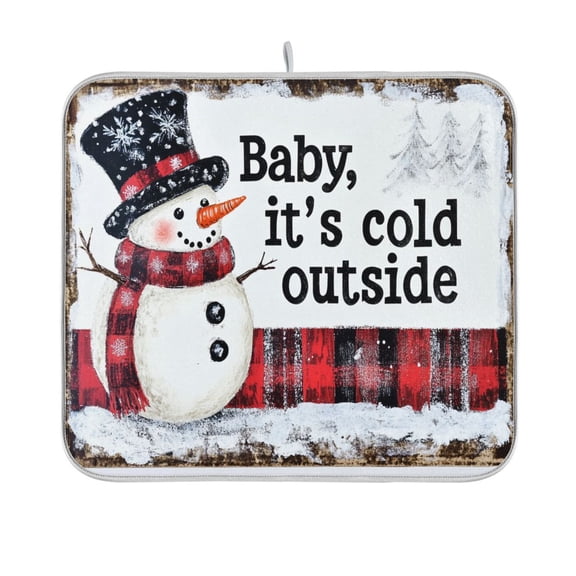 BZSMCE Dish Drying Mat Smiled Snowman Design Drying Mats
