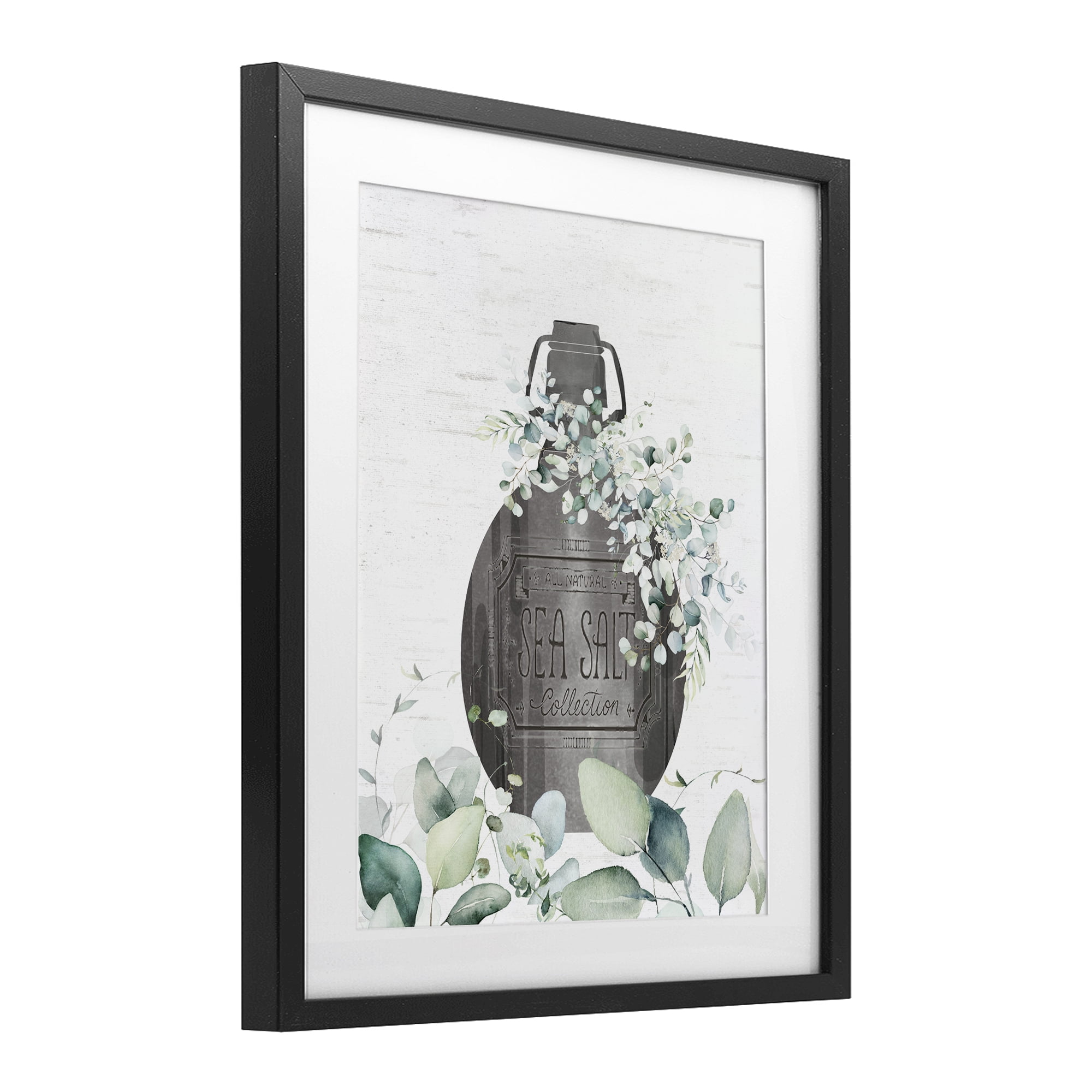 Sea Salt Collection Bottle Black Framed Print Under Glass, design by Lettered and Lined