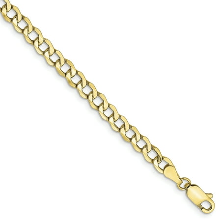 10k Yellow Gold 4.3mm Curb Link Bracelet Chain 7 Inch Fine Jewelry For Women Gifts For Her