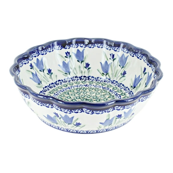 Blue Rose Polish Pottery Blue Tulip Medium Scallop Bowl