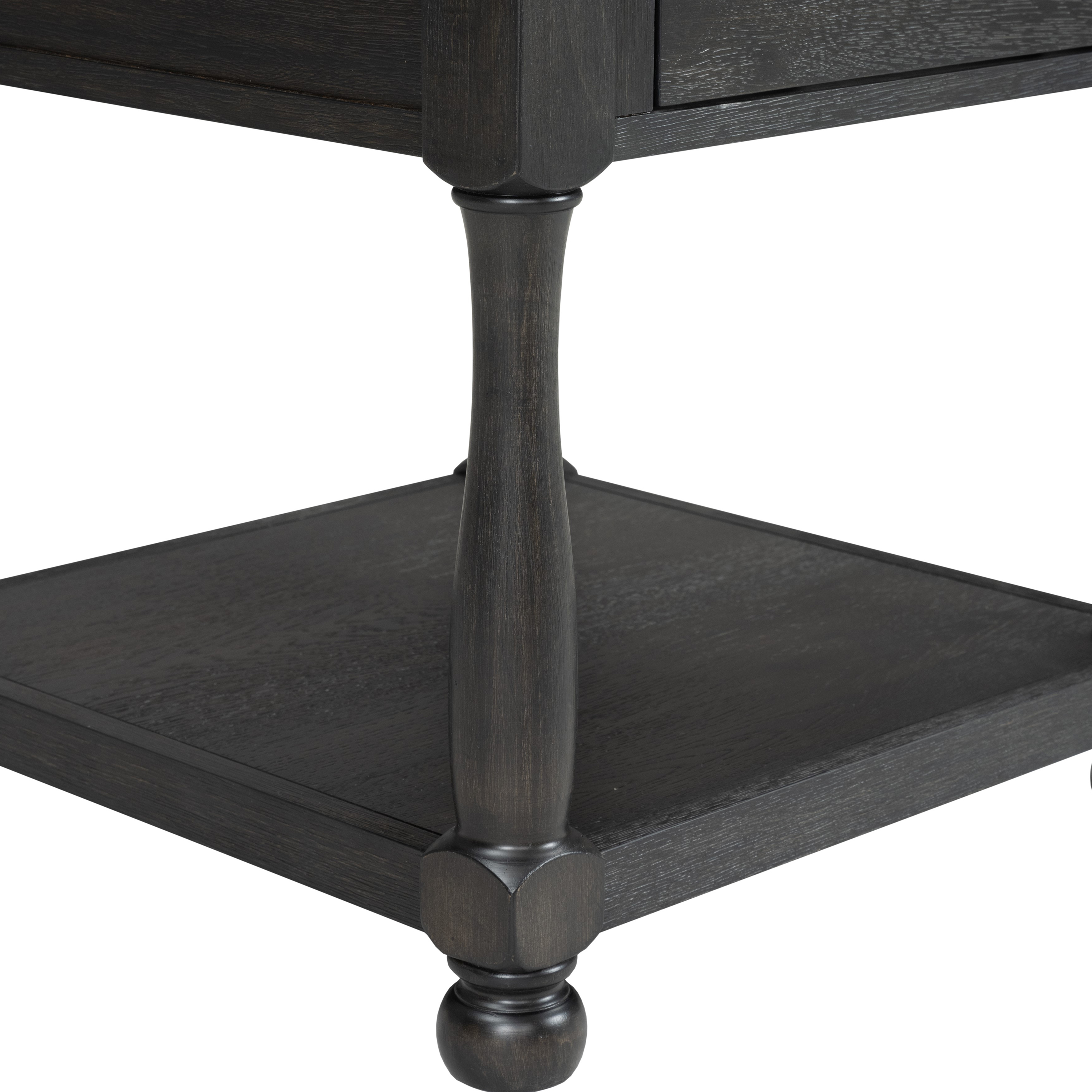 Furniture of America Millers Modern 1-Drawer Solid Wood End Table, Weathered Black