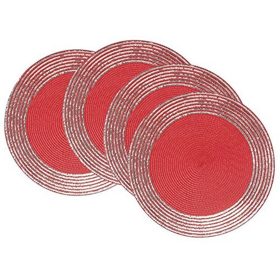 Now Designs Disko Round Placemats, Red, Set of 4