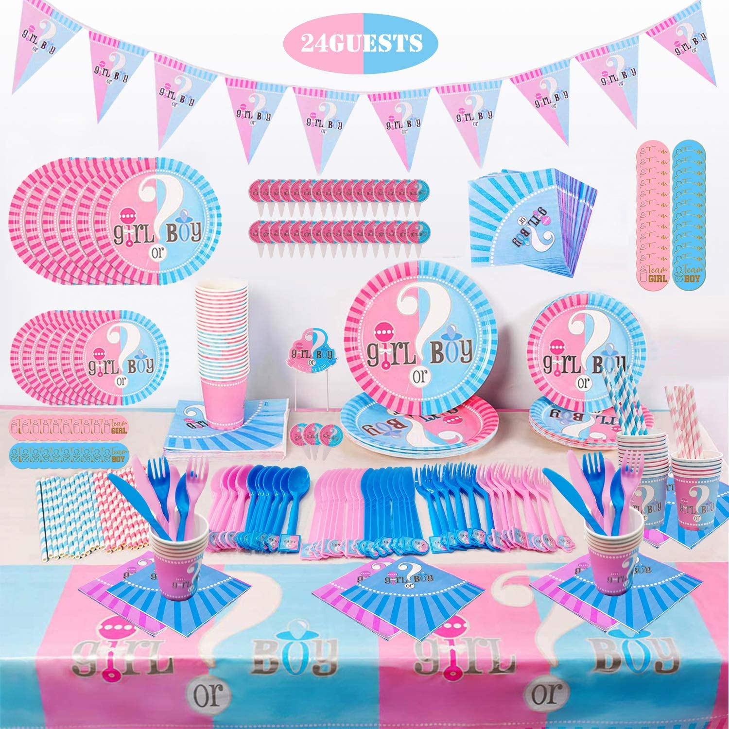 Gender Reveal Party Supplies Tableware 275 Pcs