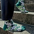thumbnail image 5 of Chaussettes de Bureau à Motifs Tetris Vert de Sock Panda, 5 of 5