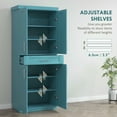 thumbnail image 6 of YYAo Kitchen Pantry Storage Cabinet with Doors, Drawer and Adjustable Shelving, Cabinet for Home, Dining Room, Turquoise, 6 of 7