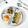 thumbnail image 4 of JIAYUEZHAO 316 Stainless Steel  Adults Kids  Plates Set of 2,3 compartment ,8" Divided Portion Control Plates for Adults, Bariatric Weight Loss & Diabetic Diets, Lunch Dishes and Camping Food Trays., 4 of 9