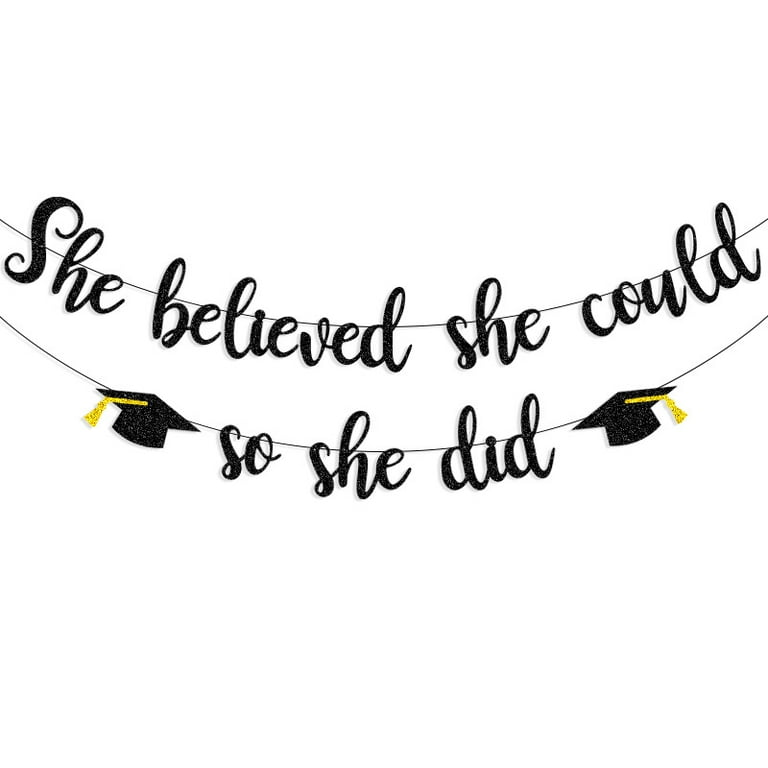 Black and Gold Graduation Party Decorations 2024 College Graduation  Decorations She Believed She Could So She Did Party Decorations Class of  2024