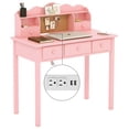 thumbnail image 4 of LAZZO 36" Writing Desk with Detachable Hutch & Drawers, Home Office Study Desk, Pink, 4 of 9