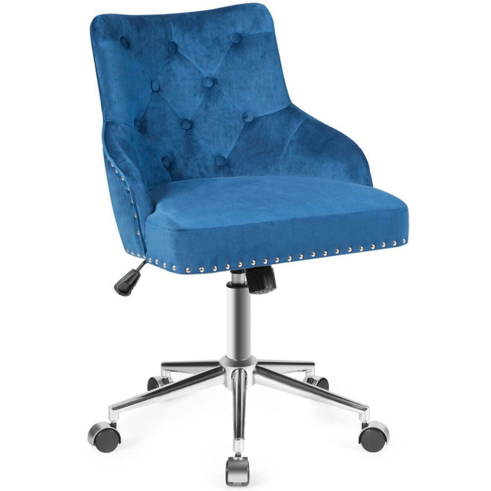 Demi Bonn Tufted Upholstered Swivel Computer Desk Chair with Nailed for Home, Bedroom, Study, Rolling Work Computer Office Chair, Blue