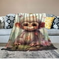 thumbnail image 2 of COMIO Monkey Blanket - Soft, Fuzzy &amp; Warm - Blanket for Couch, Sofa - White Cute Throw Gifts for Girls, Boys, 2 of 6