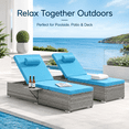 thumbnail image 2 of Outdoor Lounge Chairs, Seizeen Rattan Chaise Lounge Set of 2, All-weather Pool Recliner w/Side Table, Light Gray Cushions, Adjustable Backrest, 2 of 9