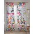 thumbnail image 5 of Sheer Curtains 96 Inches Long 2 Panels Set for Living Room, Spring Gnomes Semi Sheer Curtains for Windows, Farmhhouse Floral Botanical Blue Plaid Voile Window Treatments Rod Pocket Curtain, 5 of 7