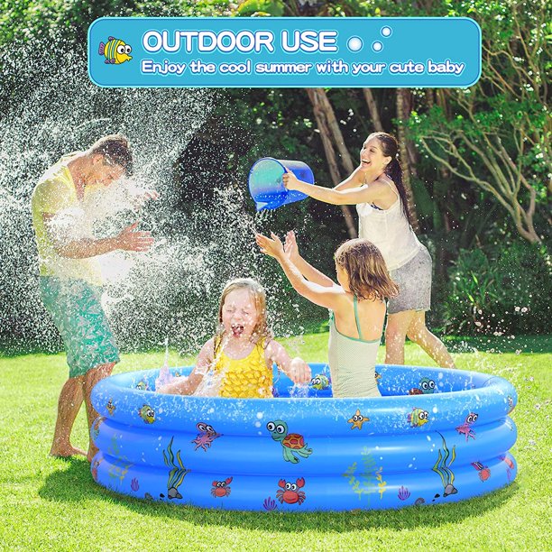 Inflatable Kiddie Pool, 3 Rings Kids Swimming Pools Summer Baby