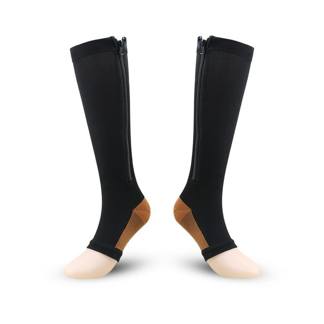 Compression Socks S-XXL Medical Edema Pregnant Varicocele Open Toe Socks Men Women Solid Color Knee Length Elastic Tight Socks