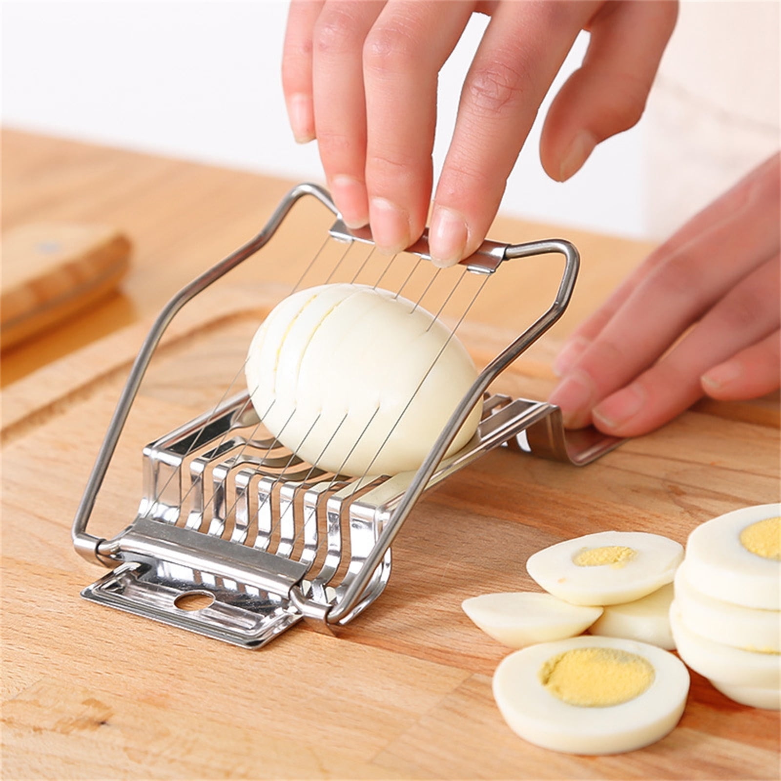 Egg Slicer, Egg Slicer for Hard Boiled Eggs, Aluminium Egg Slicer with  Stainless Steel Wire, Heavy Duty Egg Cutter Dishwasher Safe(Yellow） 