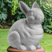 Terracotta Kneeling Rabbit Figurine, Gray Decorative Bunny Statue for Home Décor