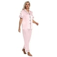 thumbnail image 2 of DAKIMOE Silk Satin Pajamas Set for Women Two-Piece Short Sleeve Shirt with Long Pajama Pant Set Soft Button Down Loungewear Nightwear Pjs Sleepwear for Women, 2 of 10