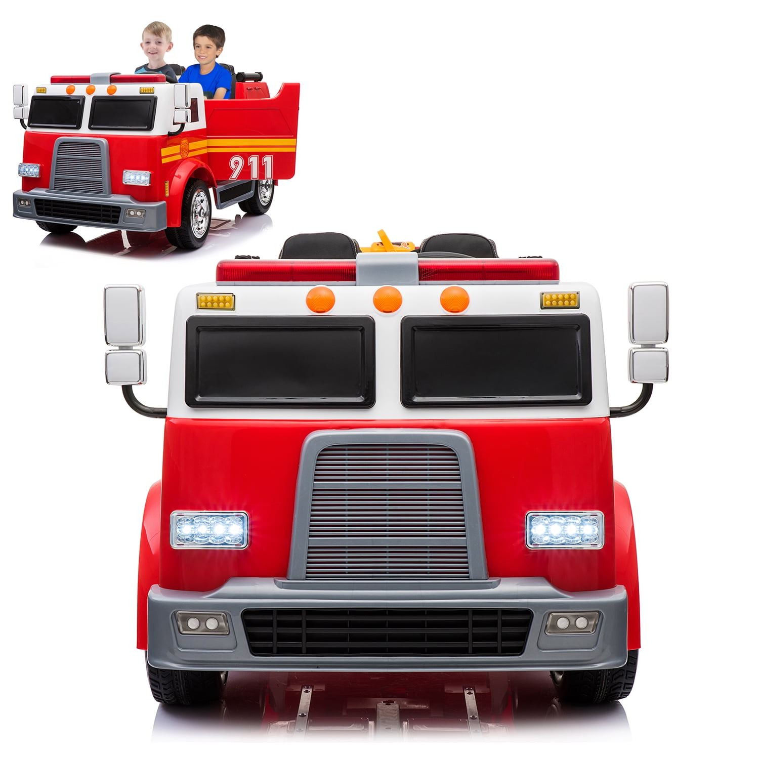 Fire Truck Electric Ride On Car 2 Seats 