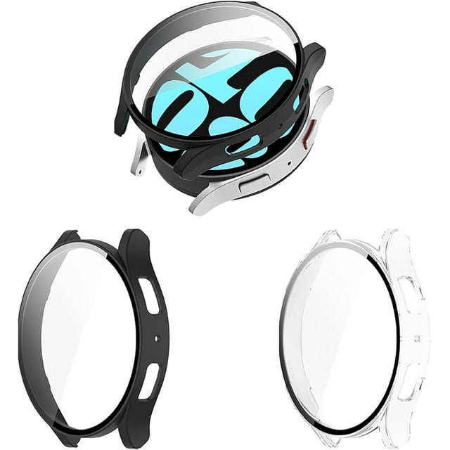 GFDYREE Compatible with Samsung Galaxy Watch 6 40mm / Watch 6 44mm Case, Full Coverage Screen Protector Hard PC Tempered Glass Anti-Scratch Bumper Shell Protective Cover for Galaxy Watch 6 4
