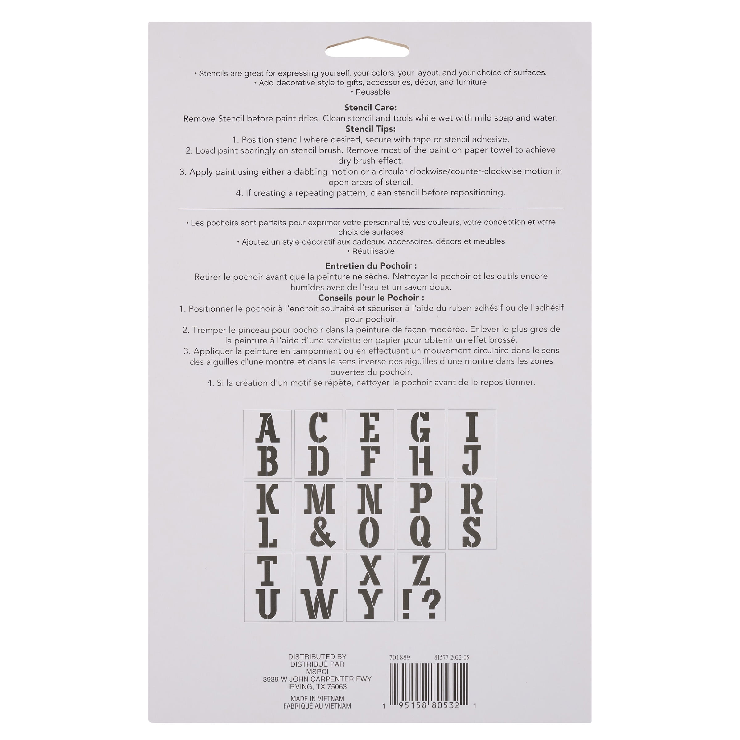 Craft Smart 4.5" Serif Alphabet Stencils - Reusable Plastic, 29 Designs per Pack, 14 Sheets Each - Ideal for DIY Crafts, Decor, Furniture & Gifts, 6 Pack